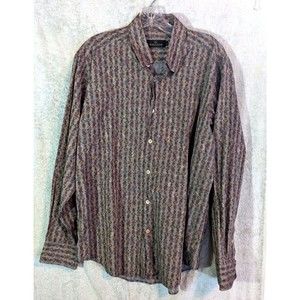 BUGATCHI Multi-Color dots mens shirt L hippie boho funky psychedelic too cool